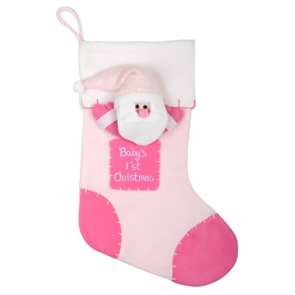 42cm Babys 1st Christmas Pink 3D Stocking Newborn Girl Gift