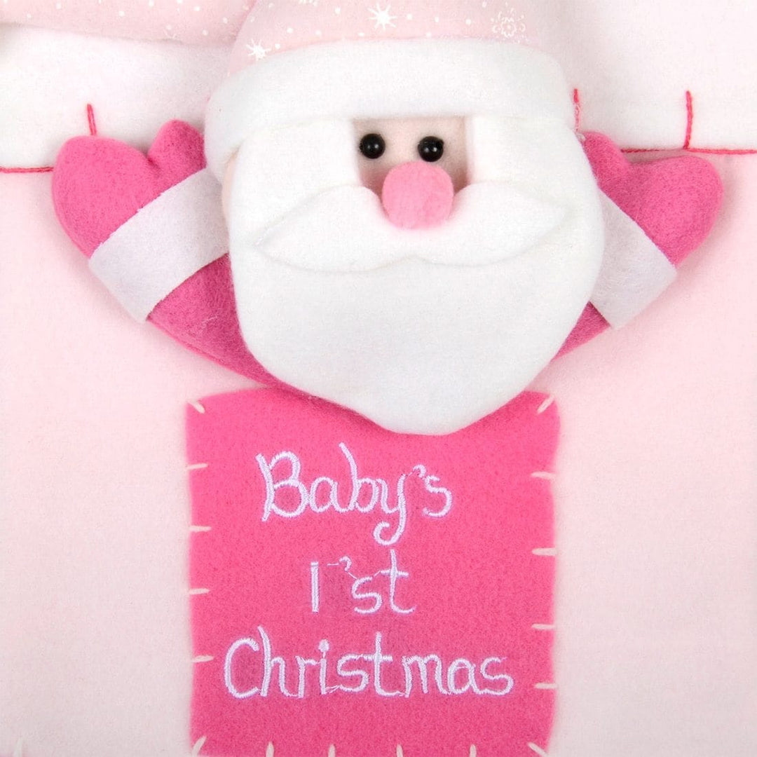 42cm Babys 1st Christmas Pink 3D Stocking Newborn Girl Gift