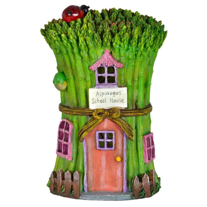 Solar Powered LED House Garden Ornaments Patio Outdoor Feature Asparagus School House