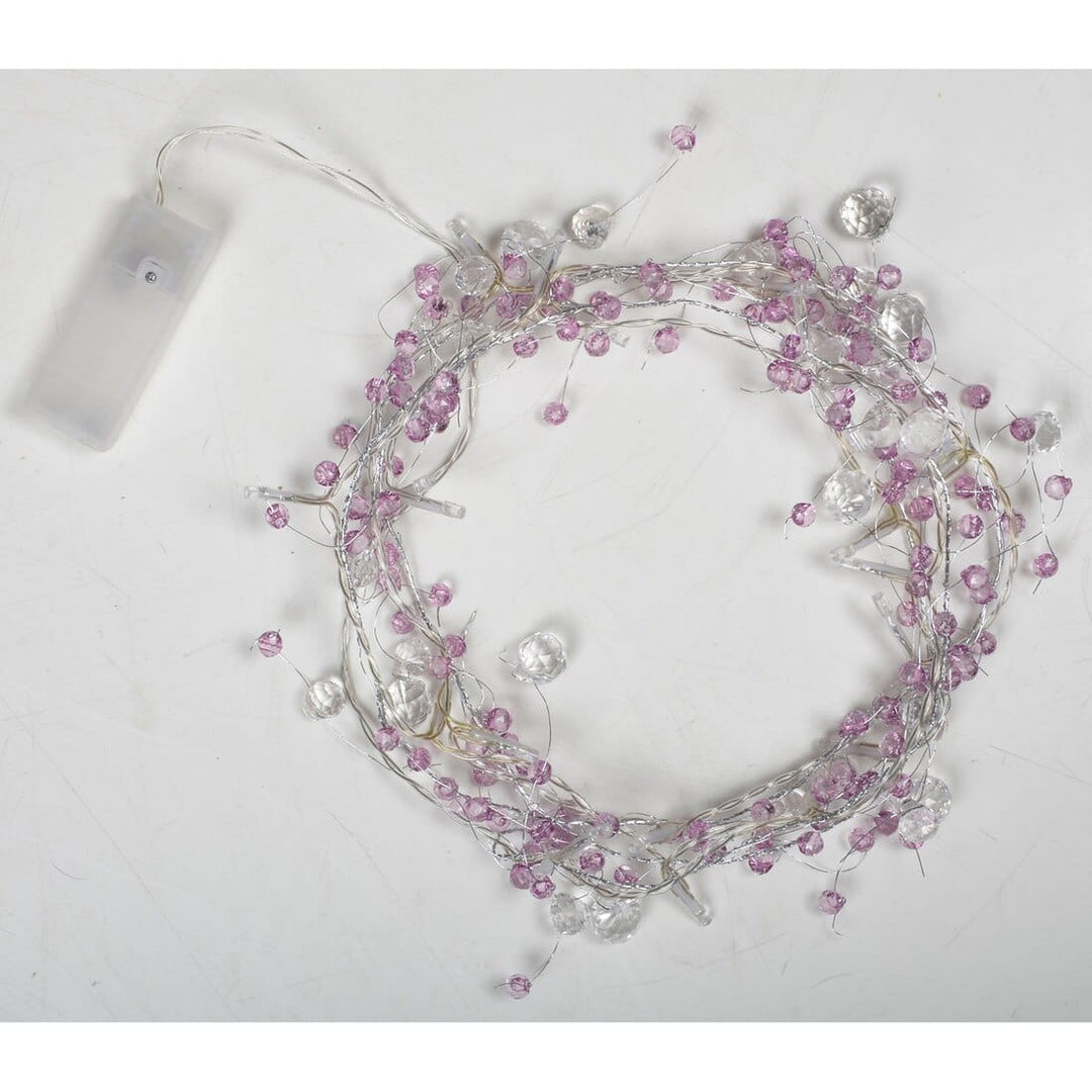 Battery Operated 20 Static LED Light Garland Assorted Styles Purple Beads
