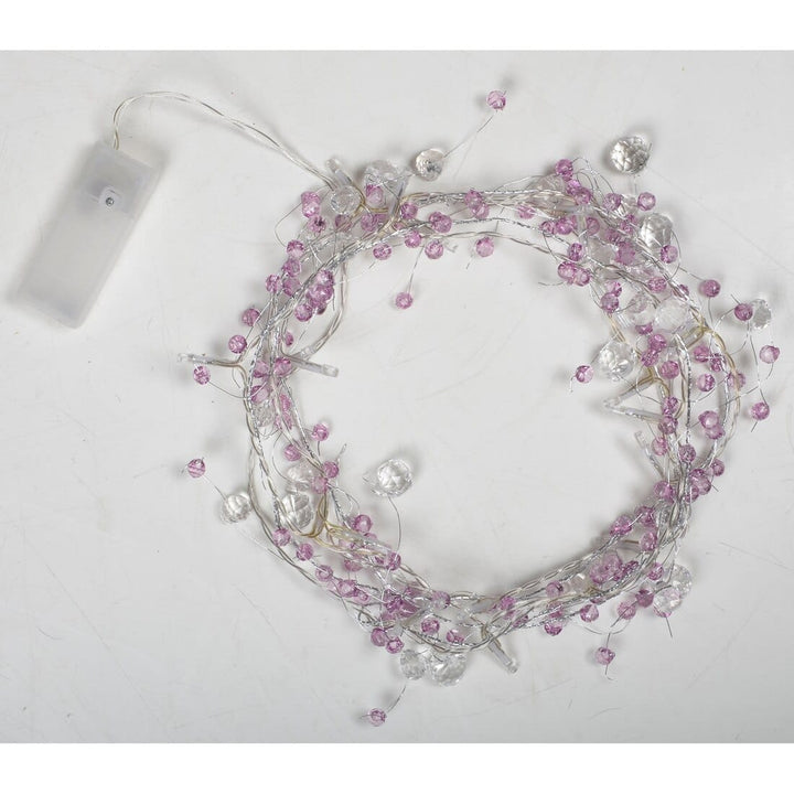 Battery Operated 20 Static LED Light Garland Assorted Styles Purple Beads