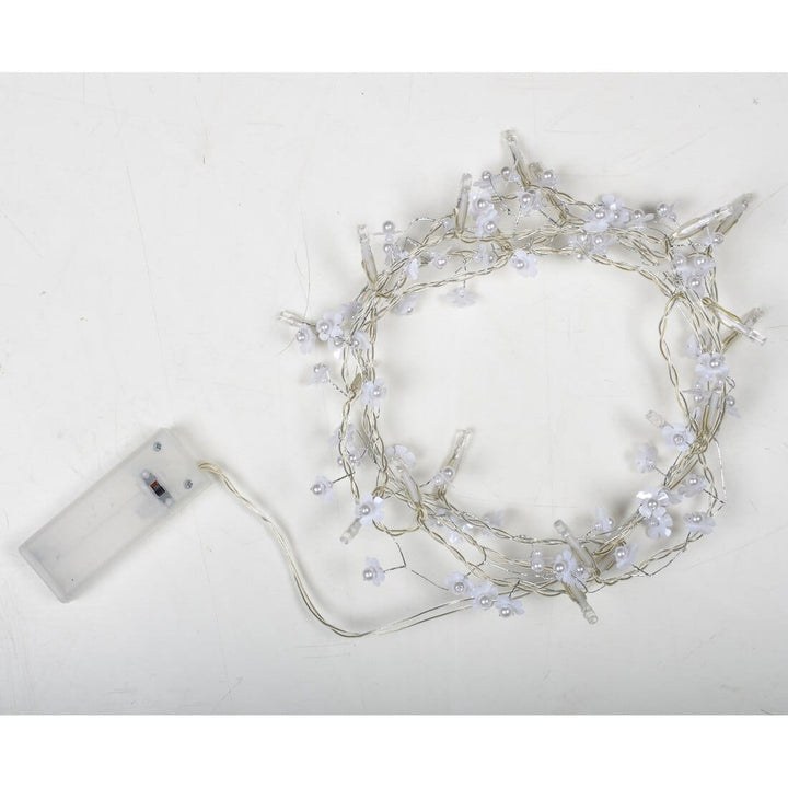 Battery Operated 20 Static LED Light Garland Assorted Styles Pearl Flower
