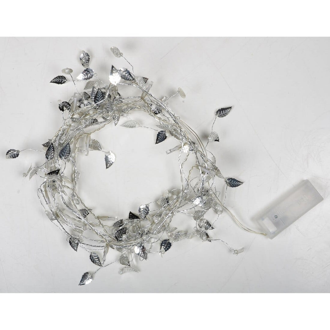 Battery Operated 20 Static LED Light Garland Assorted Styles Silver Leaf