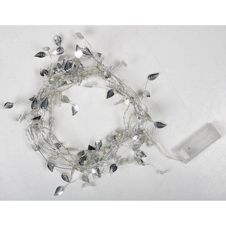 Battery Operated 20 Static LED Light Garland Assorted Styles Silver Leaf